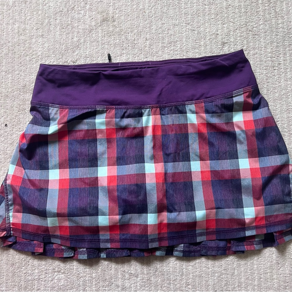 COPY - COPY - Lululemon Pacesetter Skirt Size 4 wheezy check berry